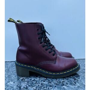 Dr. Martens Clemency Chunky Heeled Combat Boots in Red Women’s Size 9
